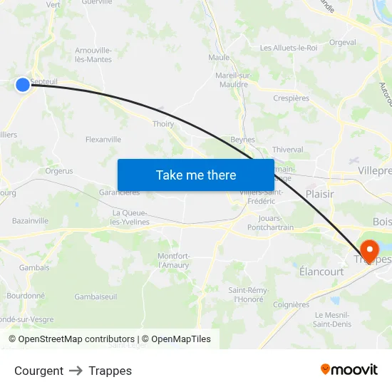 Courgent to Trappes map