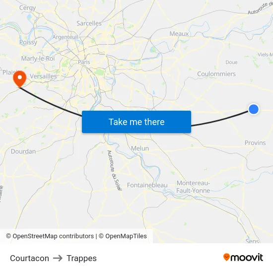 Courtacon to Trappes map