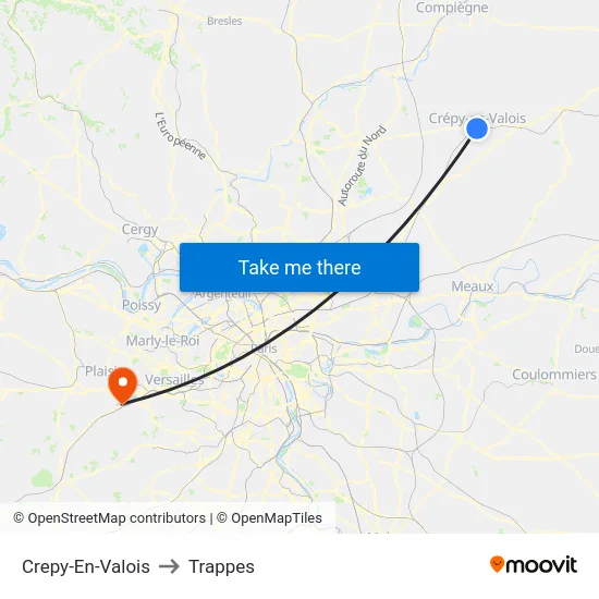Crepy-En-Valois to Trappes map