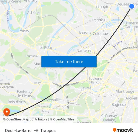 Deuil-La-Barre to Trappes map