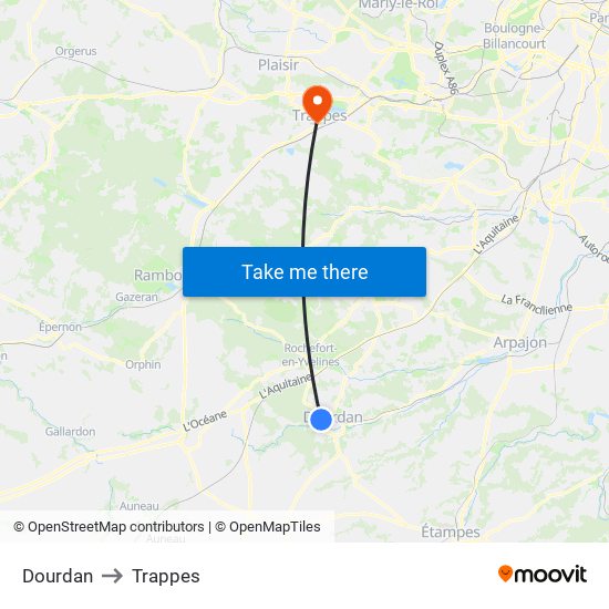 Dourdan to Trappes map