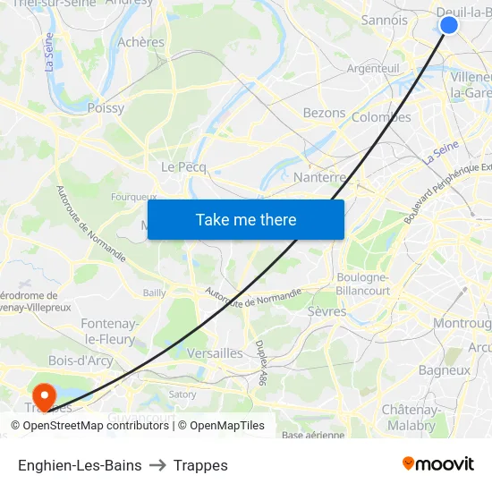 Enghien-Les-Bains to Trappes map