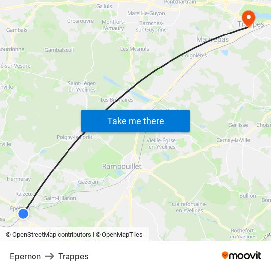 Epernon to Trappes map