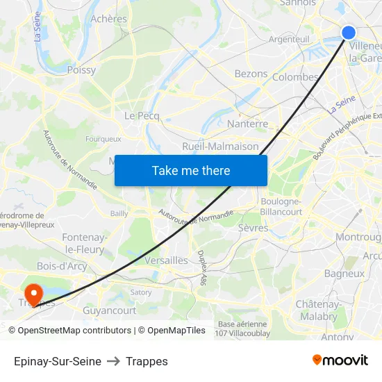 Epinay-Sur-Seine to Trappes map
