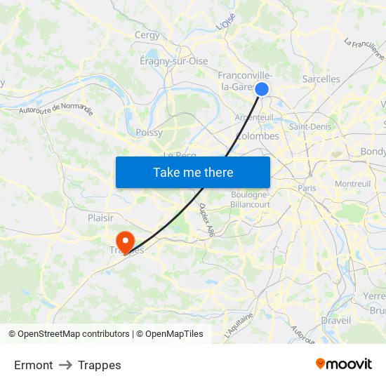 Ermont to Trappes map