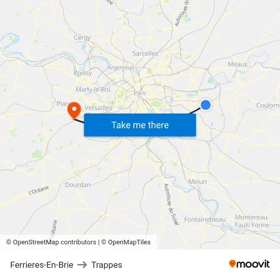 Ferrieres-En-Brie to Trappes map