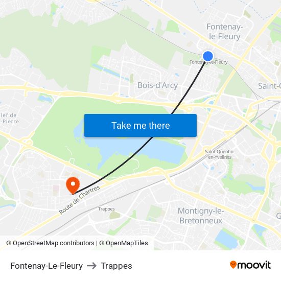 Fontenay-Le-Fleury to Trappes map