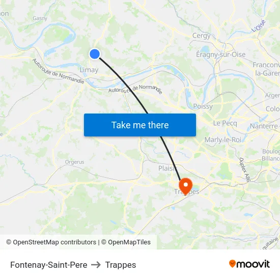 Fontenay-Saint-Pere to Trappes map