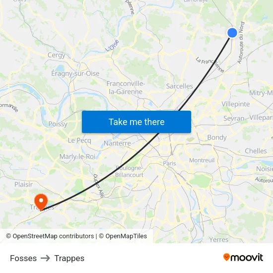 Fosses to Trappes map
