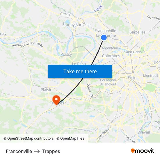 Franconville to Trappes map