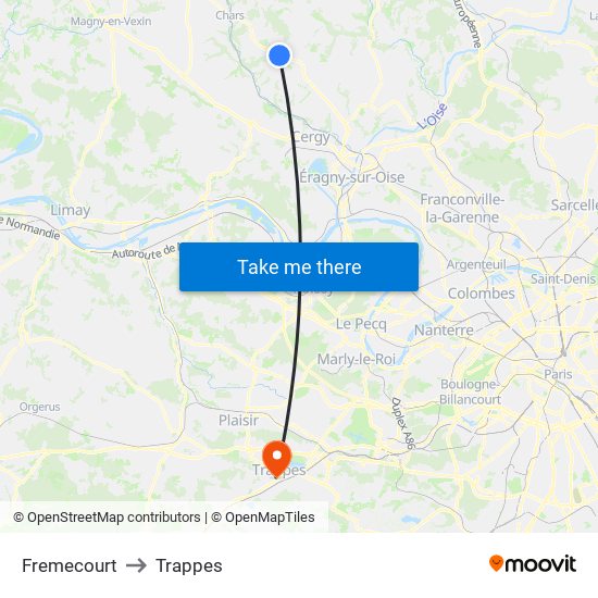 Fremecourt to Trappes map