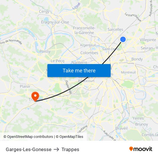 Garges-Les-Gonesse to Trappes map