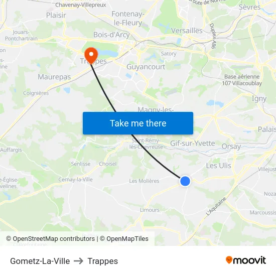 Gometz-La-Ville to Trappes map