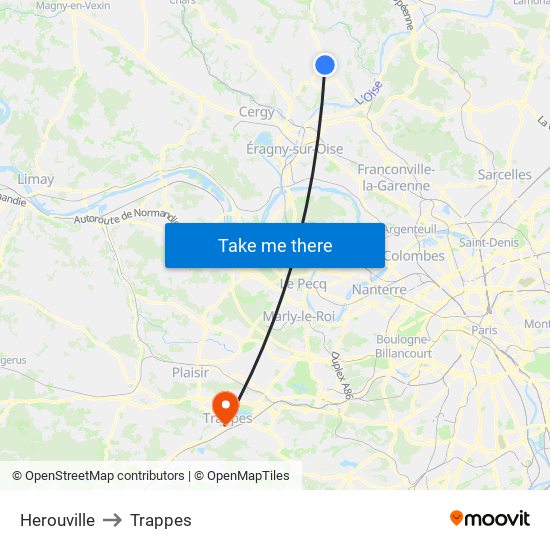 Herouville to Trappes map
