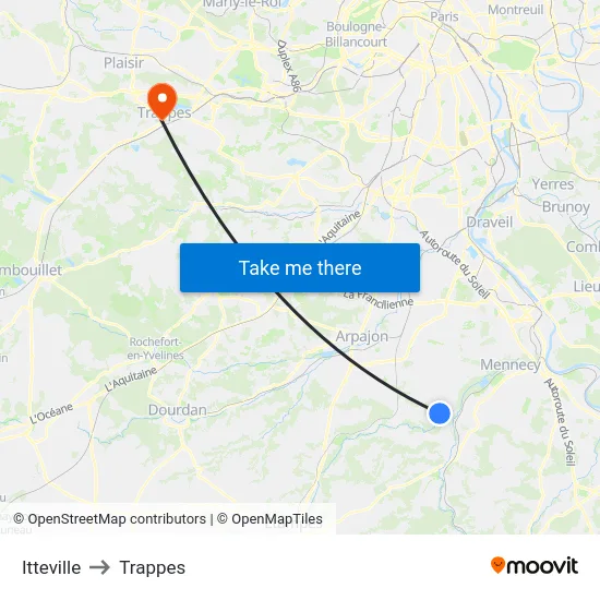 Itteville to Trappes map