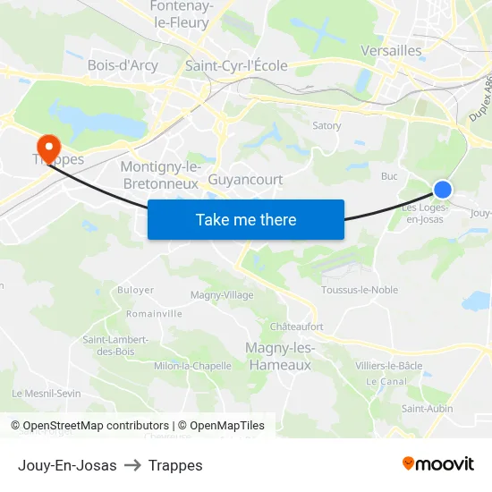 Jouy-En-Josas to Trappes map