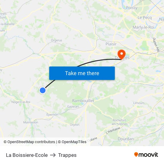 La Boissiere-Ecole to Trappes map