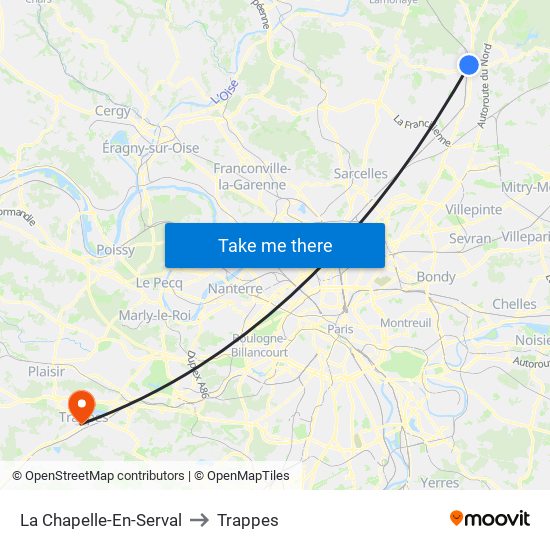 La Chapelle-En-Serval to Trappes map