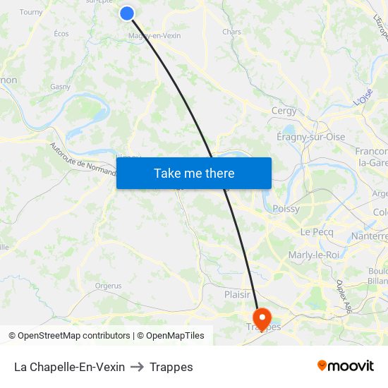 La Chapelle-En-Vexin to Trappes map