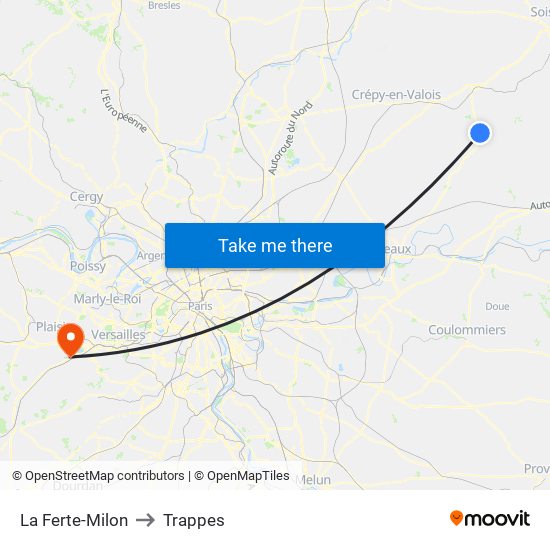 La Ferte-Milon to Trappes map