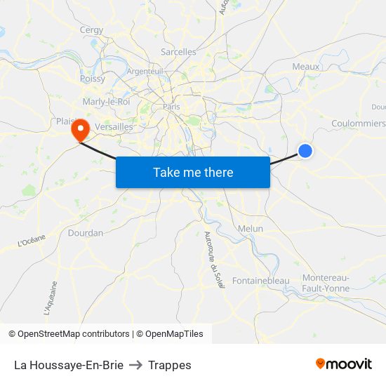 La Houssaye-En-Brie to Trappes map
