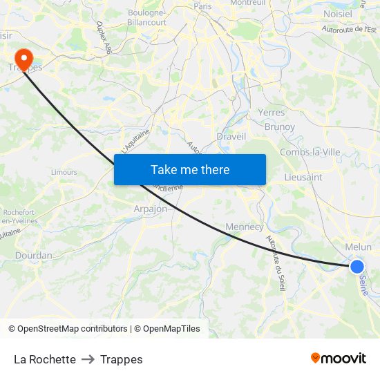 La Rochette to Trappes map
