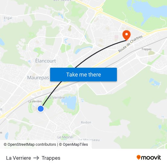 La Verriere to Trappes map