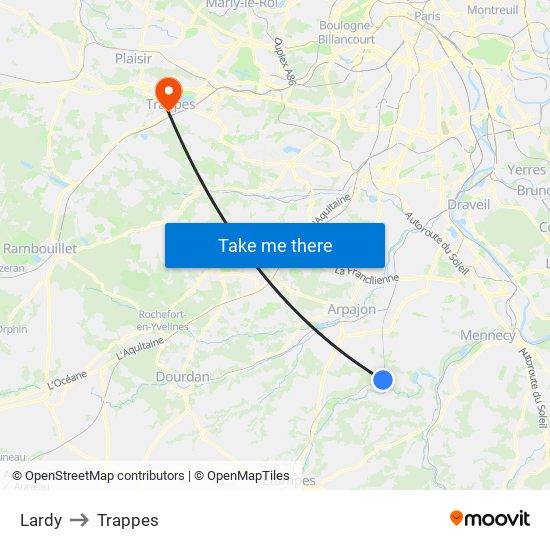 Lardy to Trappes map