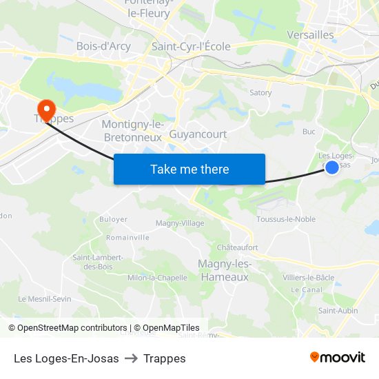 Les Loges-En-Josas to Trappes map