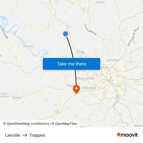 Lierville to Trappes map
