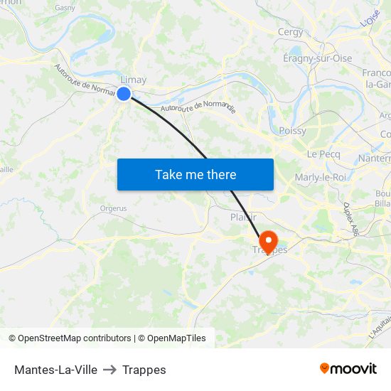 Mantes-La-Ville to Trappes map