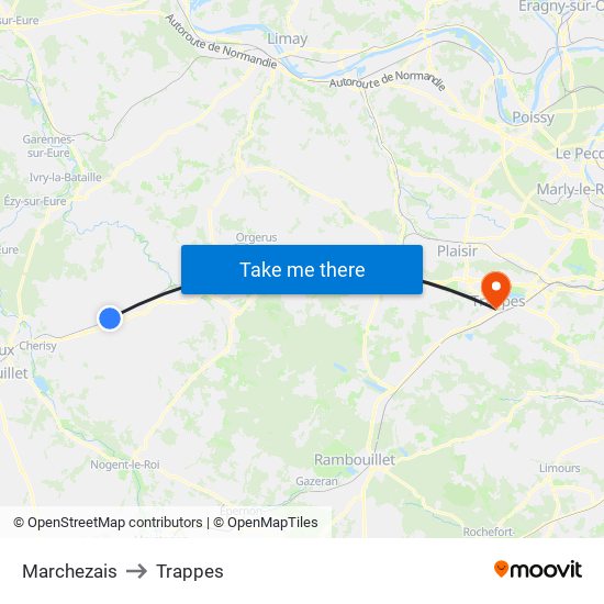 Marchezais to Trappes map