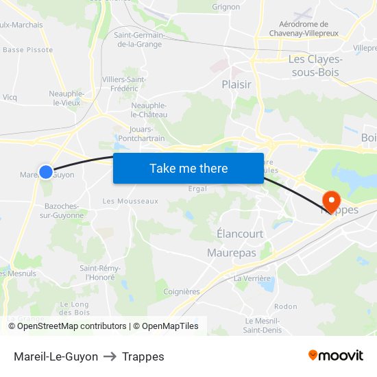 Mareil-Le-Guyon to Trappes map
