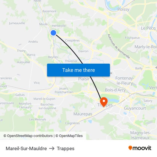 Mareil-Sur-Mauldre to Trappes map