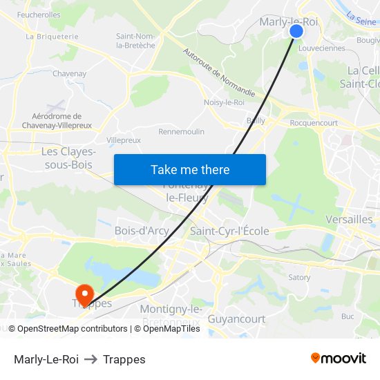 Marly-Le-Roi to Trappes map