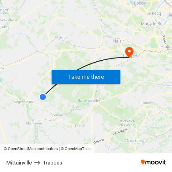 Mittainville to Trappes map