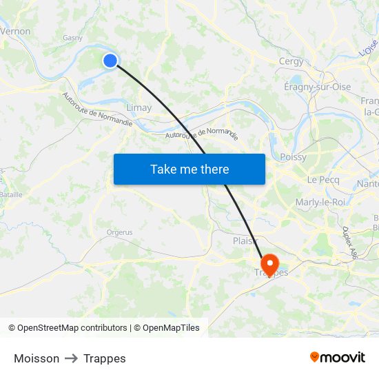 Moisson to Trappes map