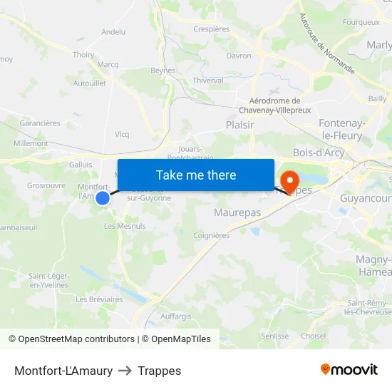 Montfort-L'Amaury to Trappes map