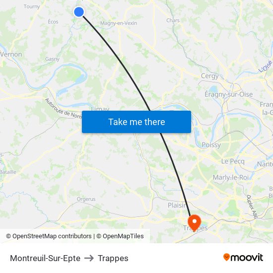Montreuil-Sur-Epte to Trappes map