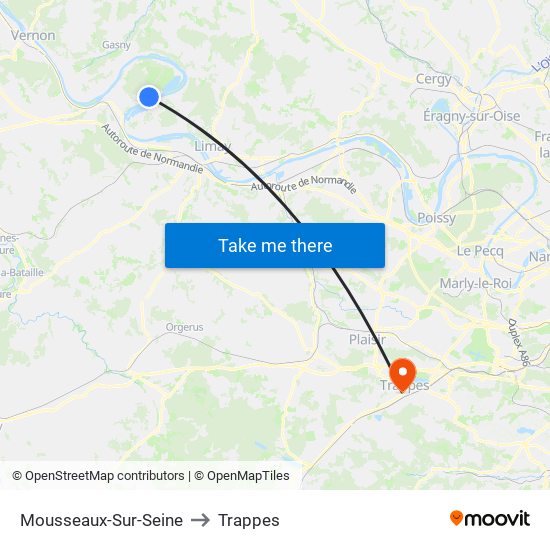Mousseaux-Sur-Seine to Trappes map