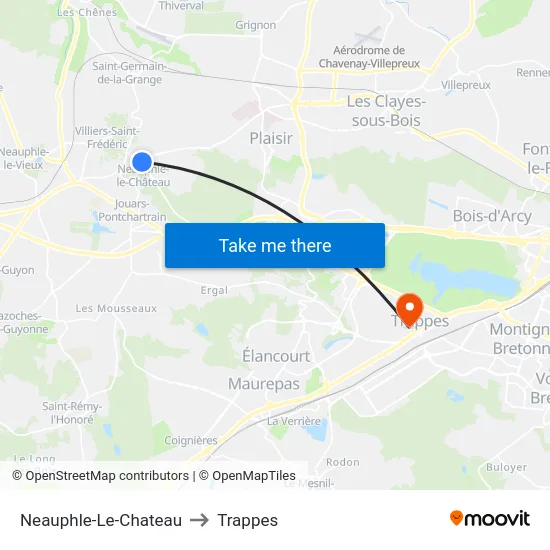Neauphle-Le-Chateau to Trappes map
