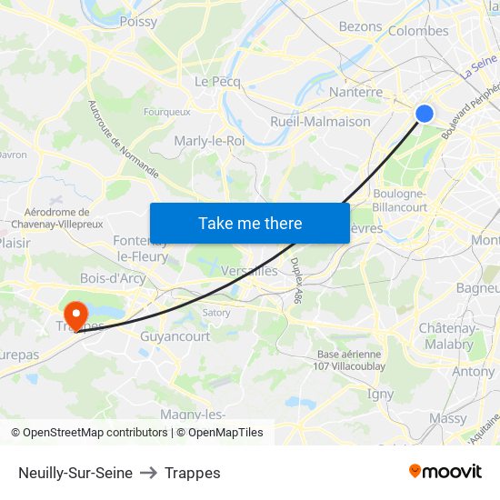 Neuilly-Sur-Seine to Trappes map