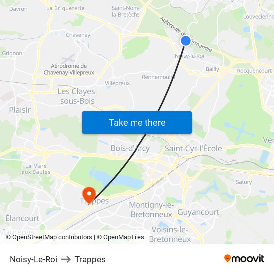 Noisy-Le-Roi to Trappes map