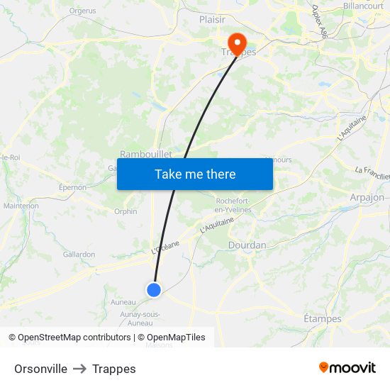 Orsonville to Trappes map