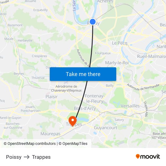 Poissy to Trappes map