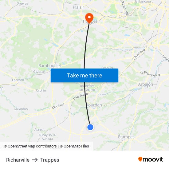 Richarville to Trappes map