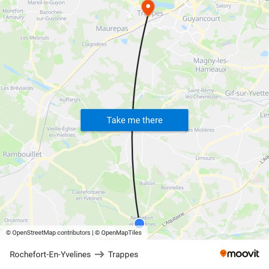 Rochefort-En-Yvelines to Trappes map
