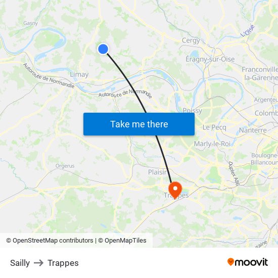 Sailly to Trappes map