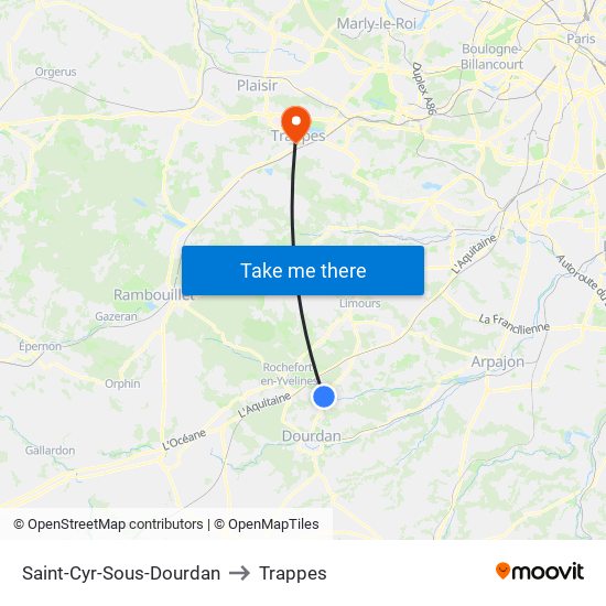 Saint-Cyr-Sous-Dourdan to Trappes map