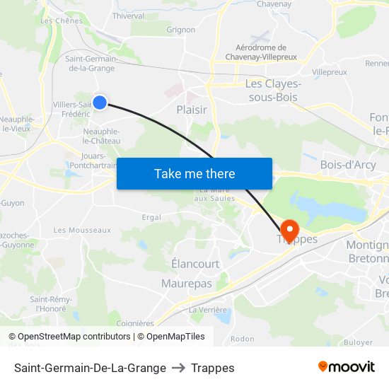 Saint-Germain-De-La-Grange to Trappes map